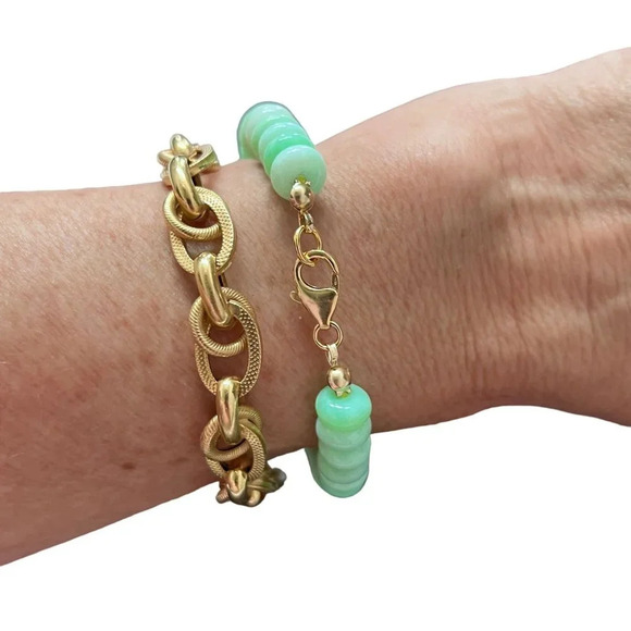 Genuine Parrot Opal Gemstone Beaded Bracelet Gold Filled Clasp - Picture 7 of 8